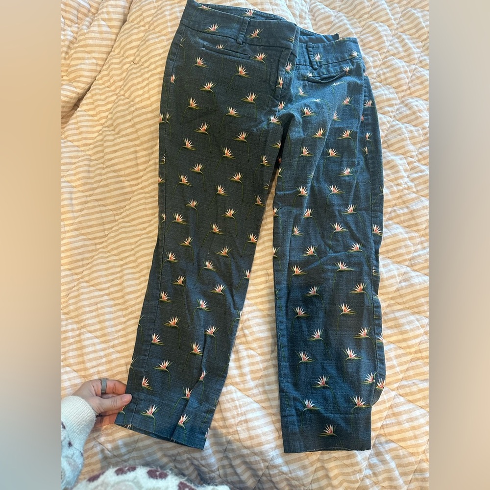 Ann Taylor Blue Floral Trousers